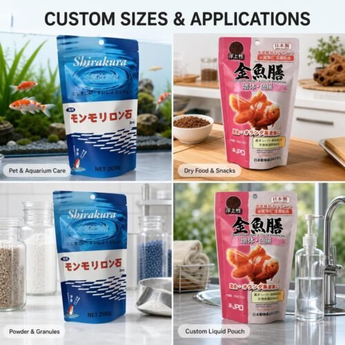 goldfish food Custom printed stand up pouch for goldfish food, pet feed plastic packaging bag with hanging hole